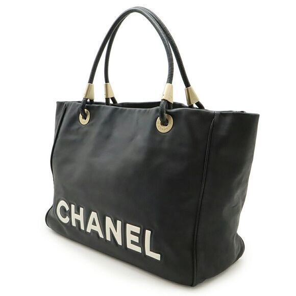 Chanel Camellia Logo Leather Tote Bag - Picture 2 of 9
